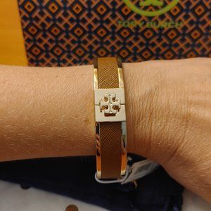 Tory Burch small leather inlay cuff NWT